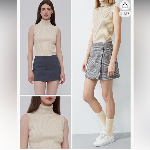 V28 Women Sleeveless High Neck Turtleneck Stretchable Knit Sweater Top - Picture 5 of 9